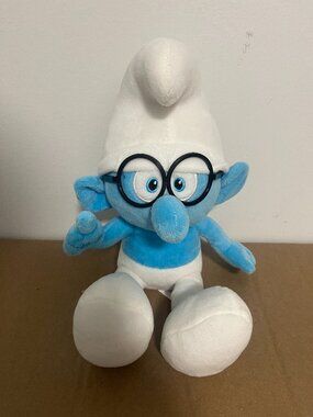 Brainy Smurf Plush Toy Glasses 11 inch tall Soft NWOT The Smurfs